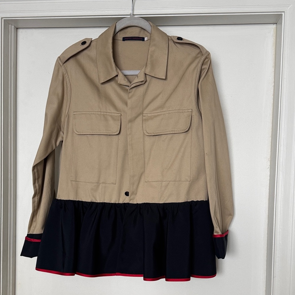 Elegant Tan and Black Women's Trench Coat